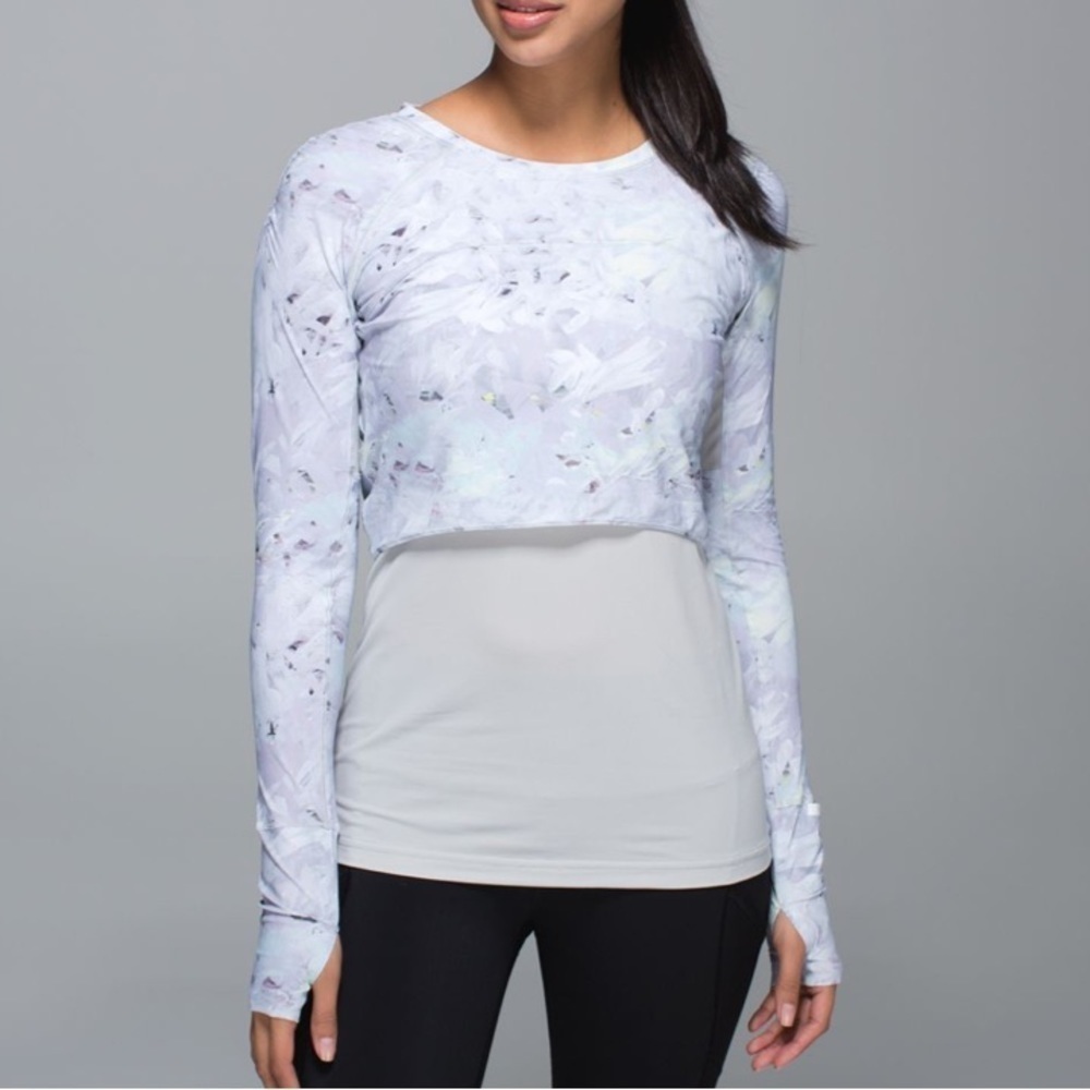 Lululemon Sea-Me Run Long Sleeve Mini Blushed Illusion White Multi Size 12